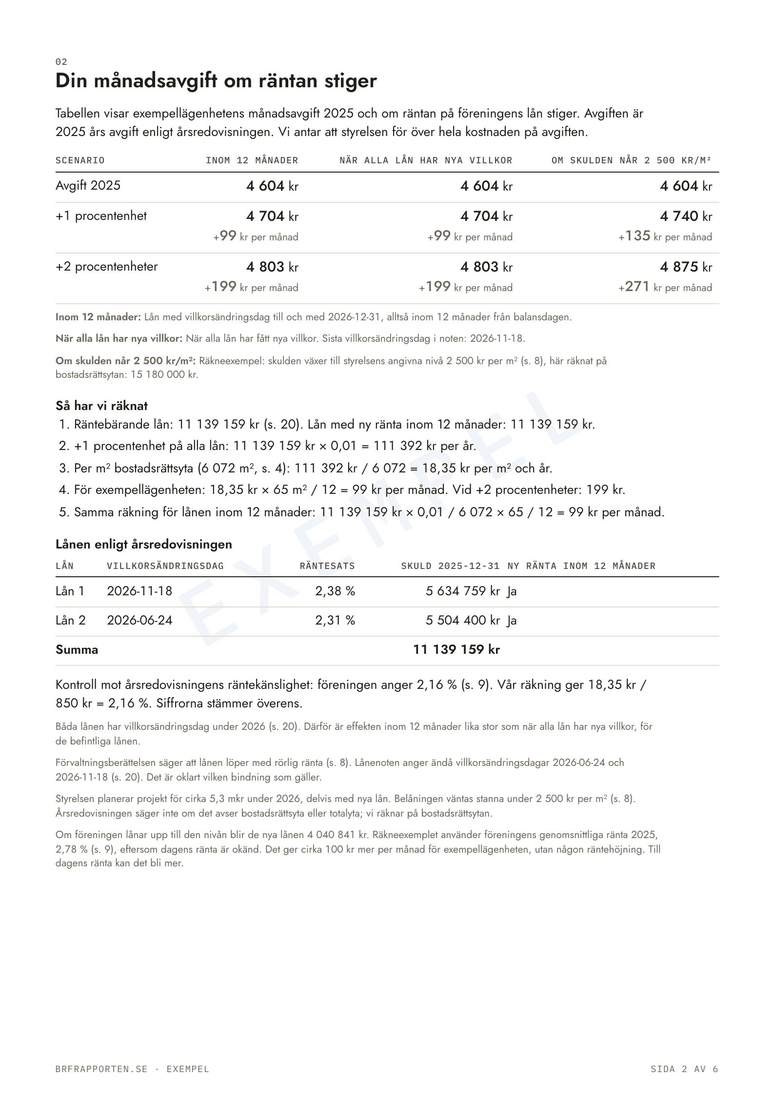 Exempelsida 2 av 3 ur en köpgranskning
